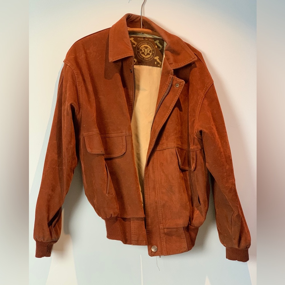 Men’s brown suede jacket by High Fashion, crafted in Italy.